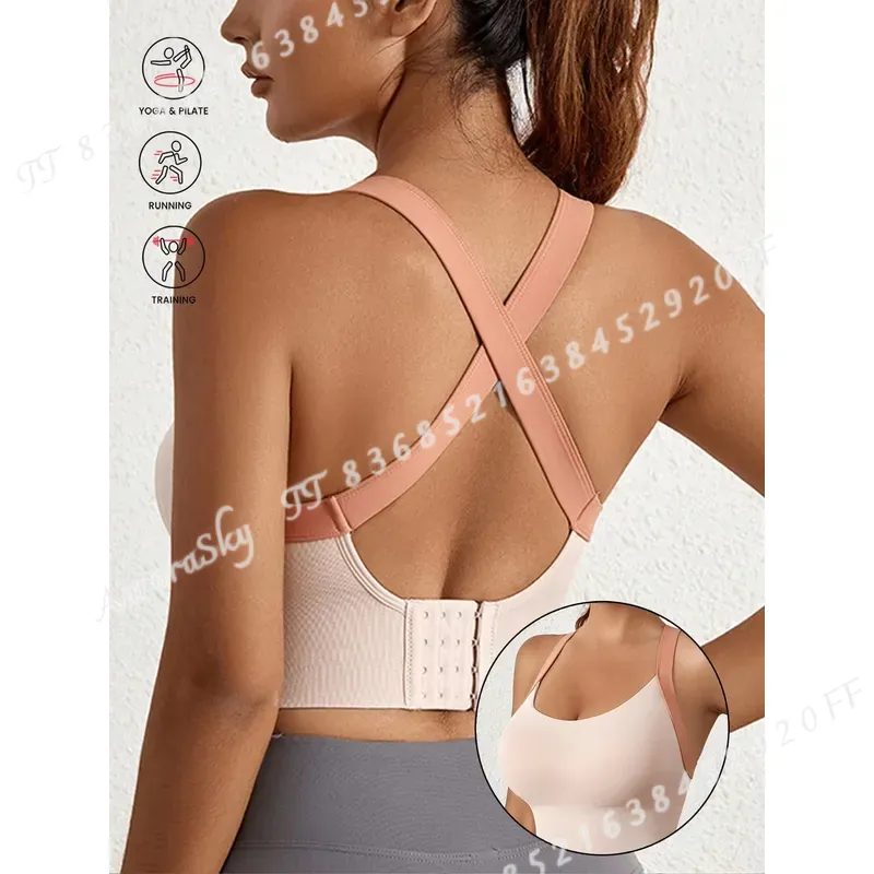 Sports Bra High Impact - บราสปอร์ตสำหรับผู้หญิงแบบกระชับสูง พร้อมฟังก์ชันดันทรง ดีไซน์ปิดด้านหลัง ทรงครอป เหมาะสำหรับโยคะ ออกกำลังกาย